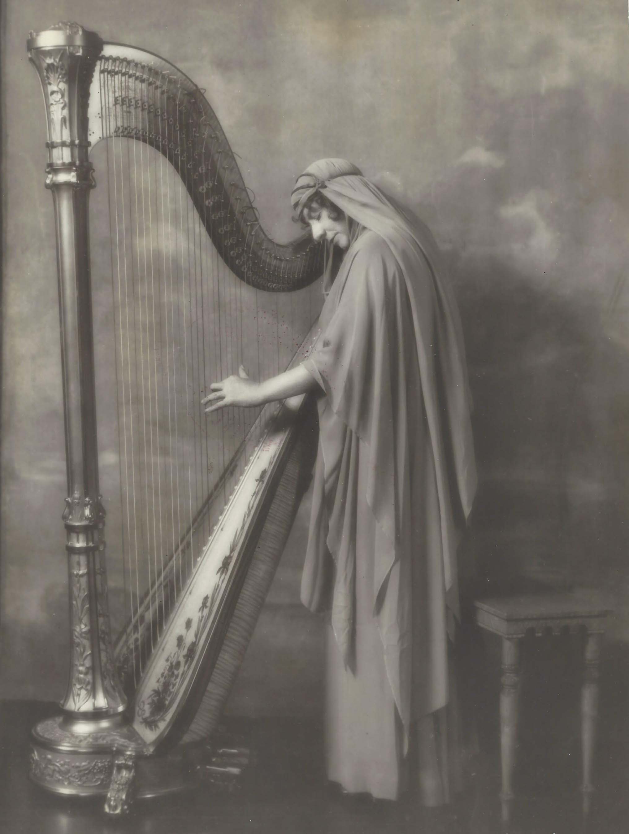 evangeline booth playing harp