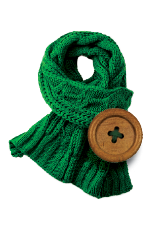 Green scarf with button